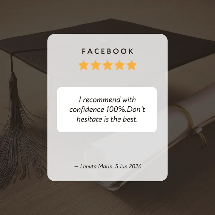 Facebook 5-star review by Lenuta Marin: “I recommend with confidence 100%. Don't hesitate is the best.”